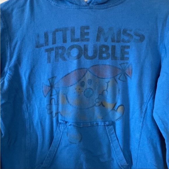 Y2K Junk Food Loves KITSON Cobalt Blue Little Miss Trouble Hoodie - Picture 7 of 10